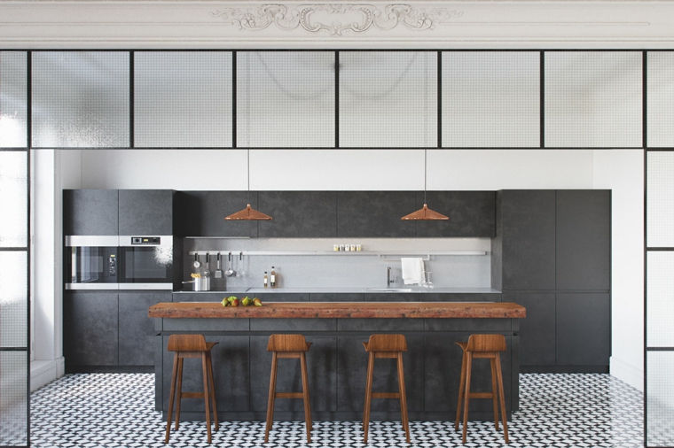 mosaico precioso en el suelo de la cocina cocina isla suelo mosaico diseno atractivo ideas