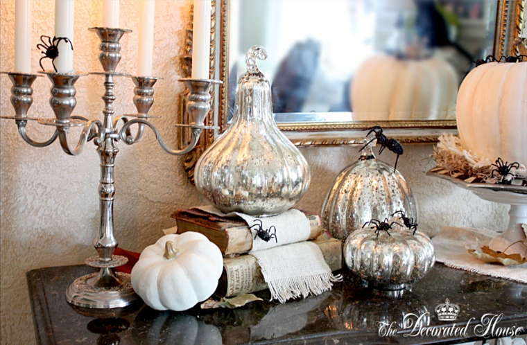 decoración de calabazas blancas