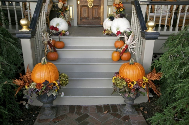 decoración de calabazas escaleras