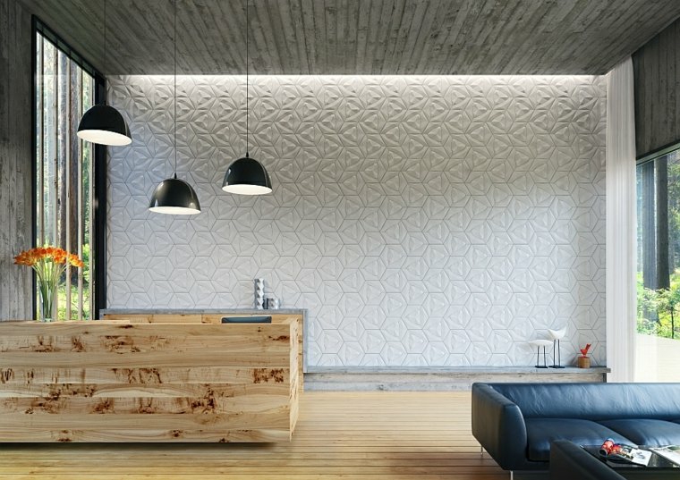 casa moderna con pared 3D en blanco decoracion de paredes 3D mansion puntos lineas ideas