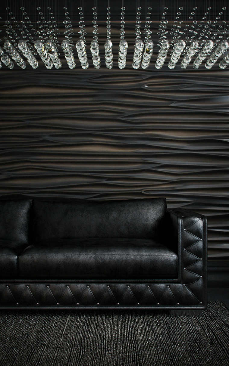diseño masculino muy bonito decoracion de paredes 3D negro elegante ideas