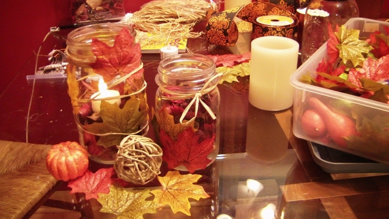 Decoración con hojas secas para el otoño