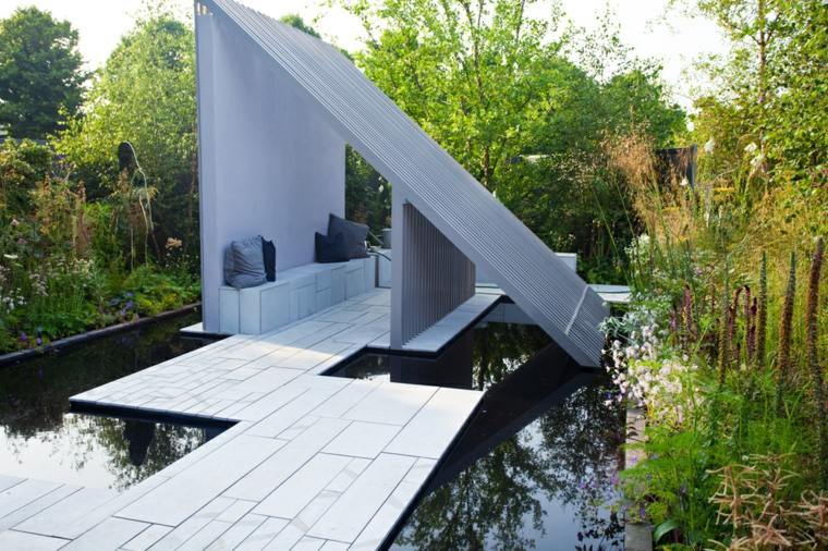 diseño de jardines ideas moderno casas geometrica