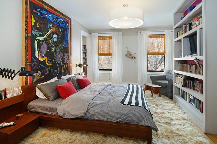 dormitorio moderno adolescentes arte pared ideas