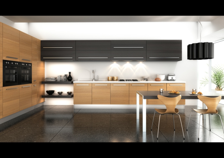 cocina y comedor con muebles de madera fotos de cocinas gabinetes negro madera mesa comedor ideas