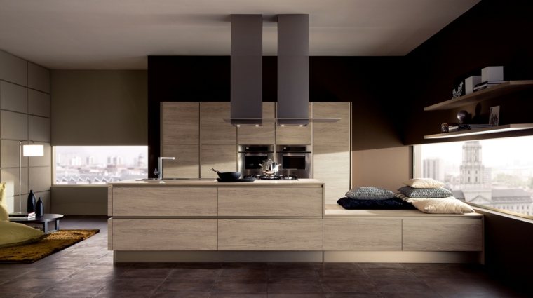 la madera cocina diseno muebles isla moderno ideas