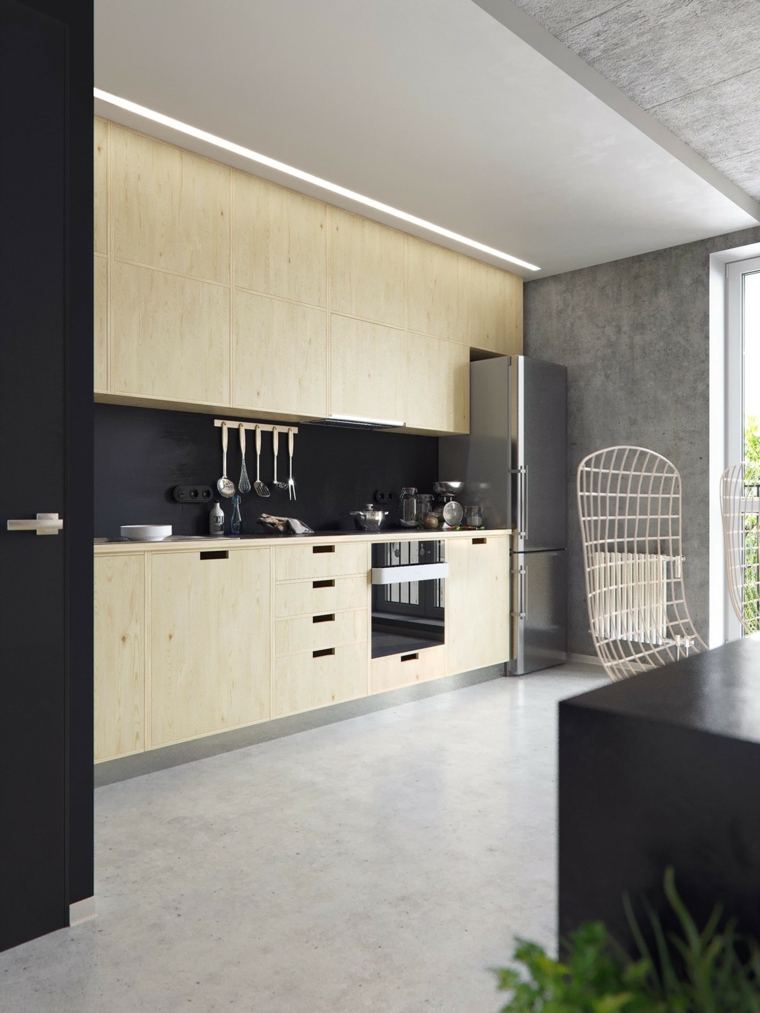 la madera diseno cocina gabinetes madera color claro ideas