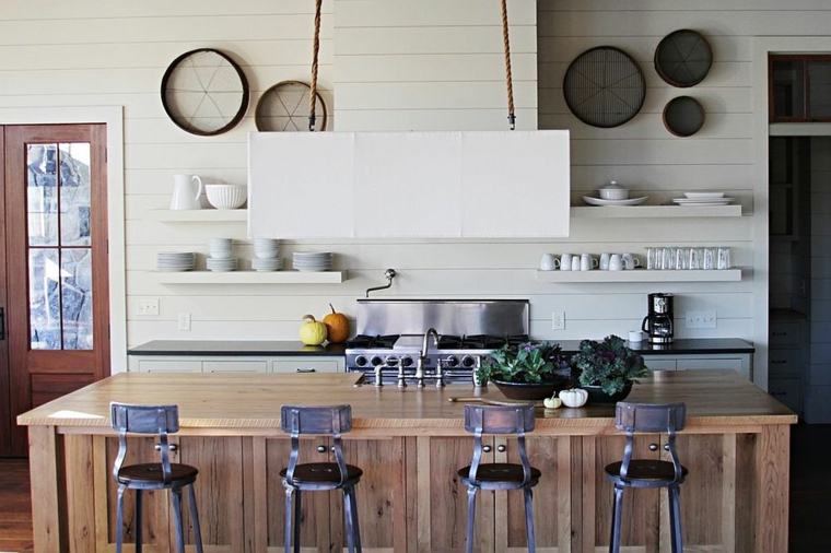 madera laminas usadas revesir isla cocina diseno Yvonne McFadden ideas