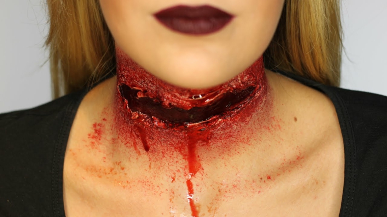 maquillaje de cuello degollado ensangrentado maquillaje cuello degollado ensangrentado
