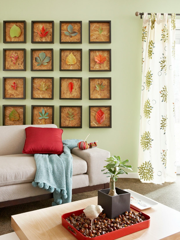 paredes decoracion hojas enmarcadas diy