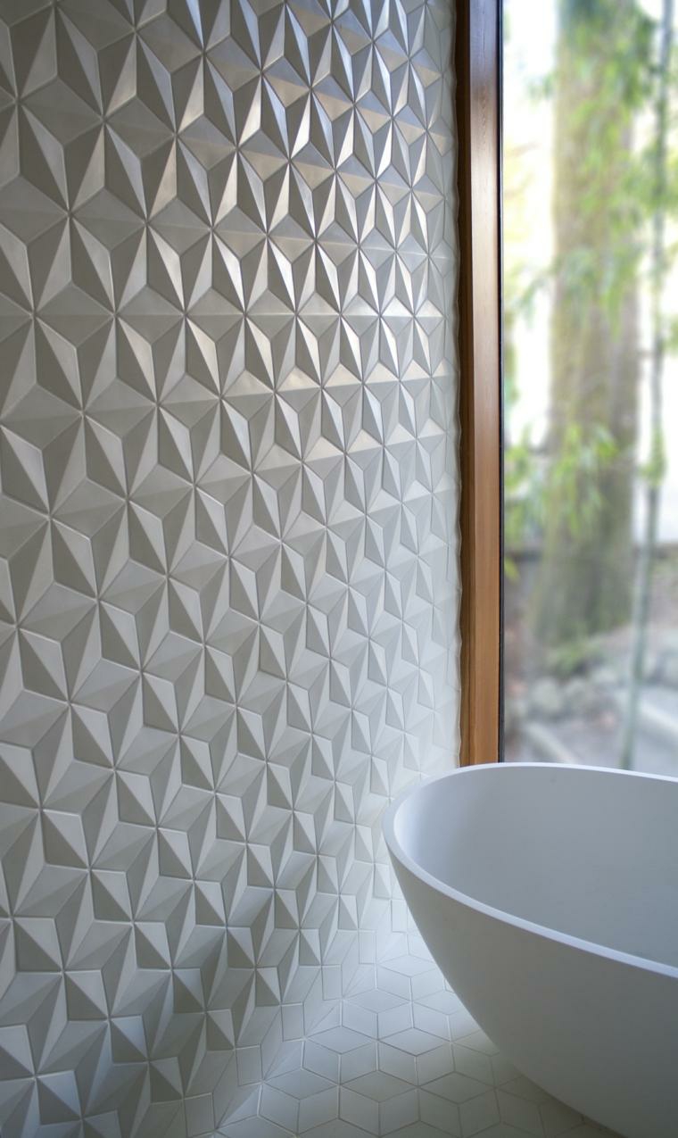 baño muy luminoso con pared preciosa pared revestimento color blanco banera ideas