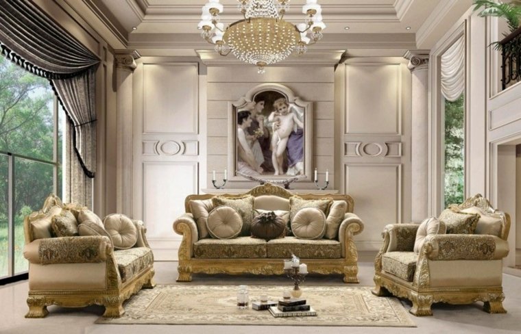 salones clásicos muebles dorados