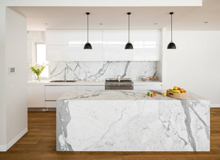 cocina moderna isla marmol