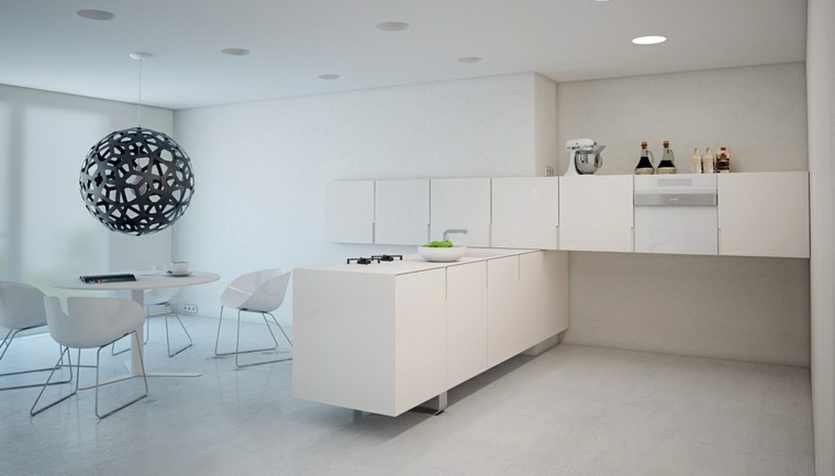 cocina moderna sencilla muebles blancos