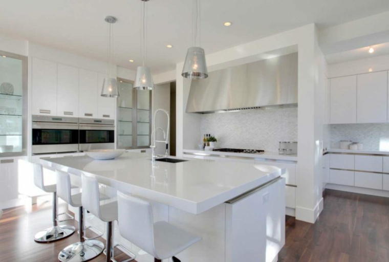 diseño cocina muebles blancos modernos 
