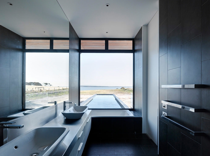 conceptos de diseño moderno color negro ideas ventanas vistas piscina