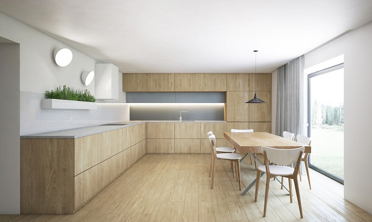 comedor cocina minimalista muebles madera ideas