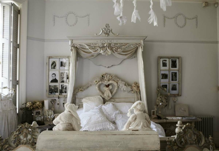 cama de dosel shabby chic decoracion estilo shabby chic dormitorio pared decorada ideas