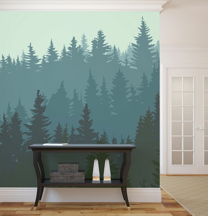 decorar paredes diseño plantas bosques