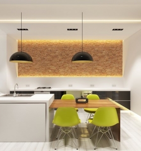 Decoración interiores minimalistas con paredes de piedra