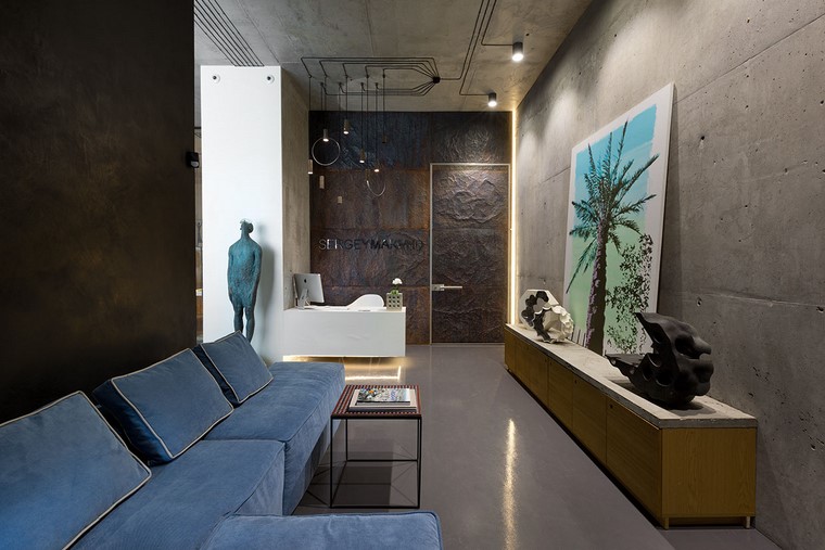 descoracion interiores minimalistas sofa azul ideas