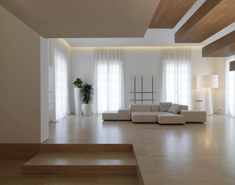 interiores minimalistas suelo laminado