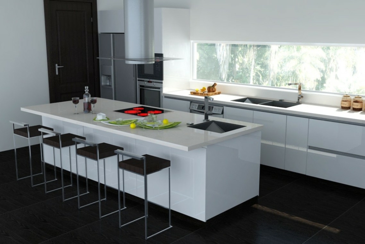 bello diseño con armonía de color islas geometricas cocinas salas sillas