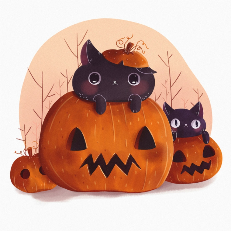 originales calabazas con gatitos de Susan Gonzales originales calabazas gatitos Susan Gonzales