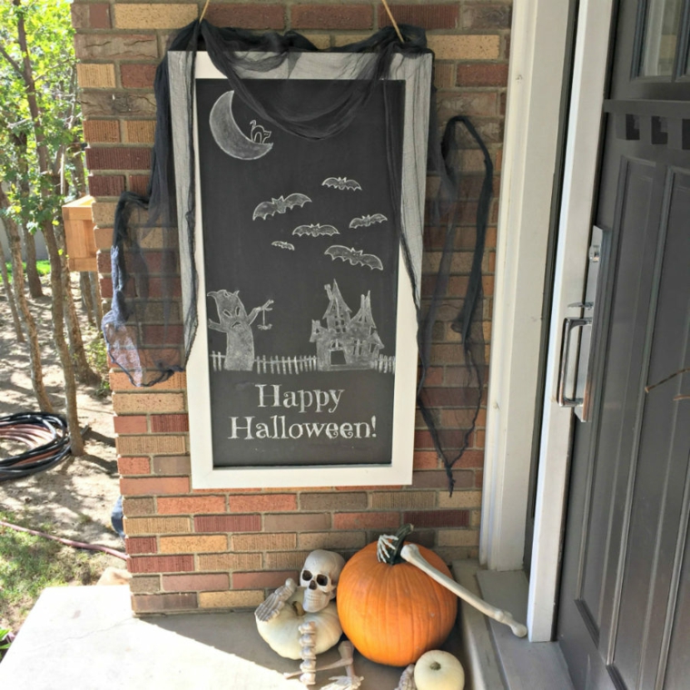 pizarra de halloween en la puerta de entrada pizarra halloween puerta entrada