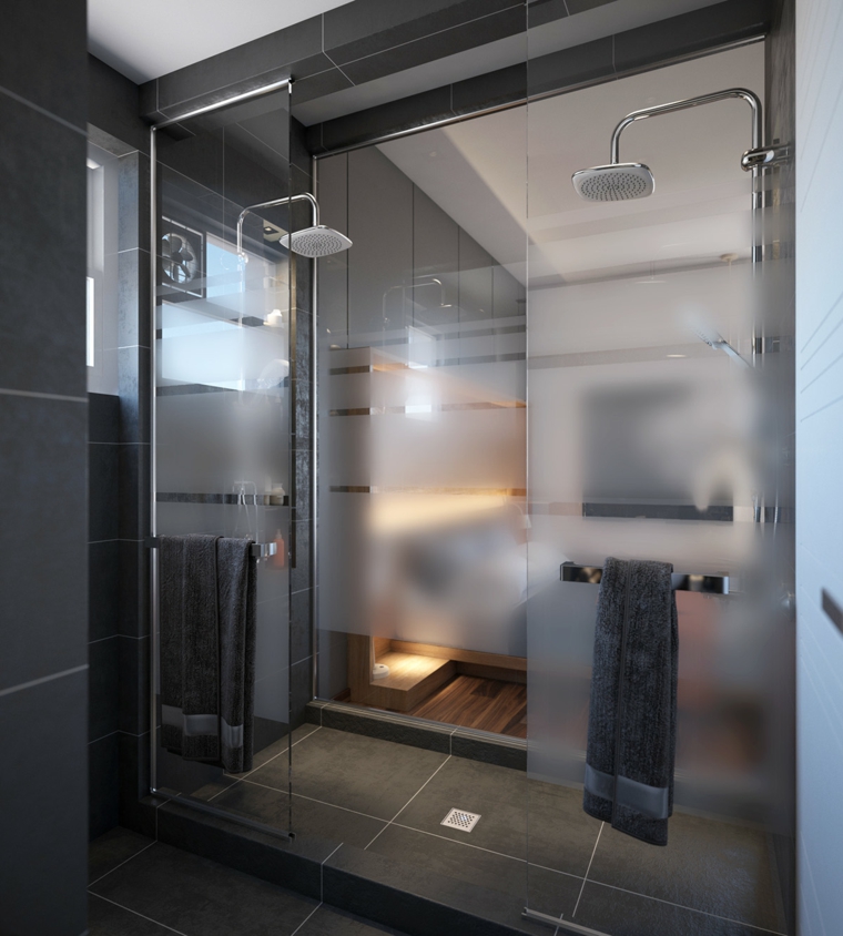 baño moderno con azulejos negros baño moderno azulejos negros