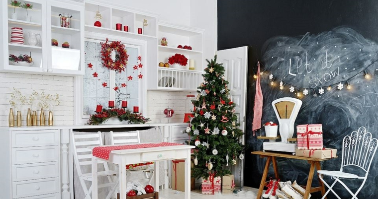 blanca navidad decoracion moderna cocina chic ideas