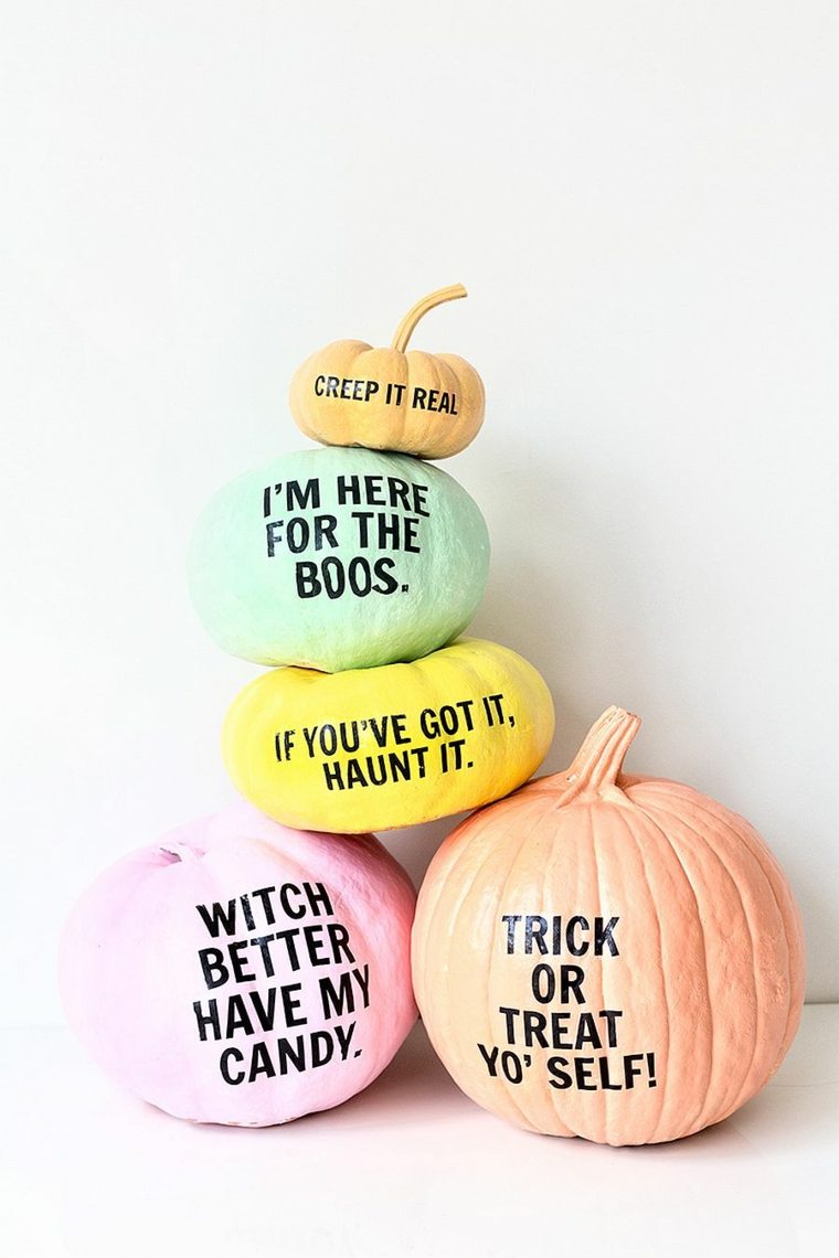 calabazas de halloween letras negro mensajes