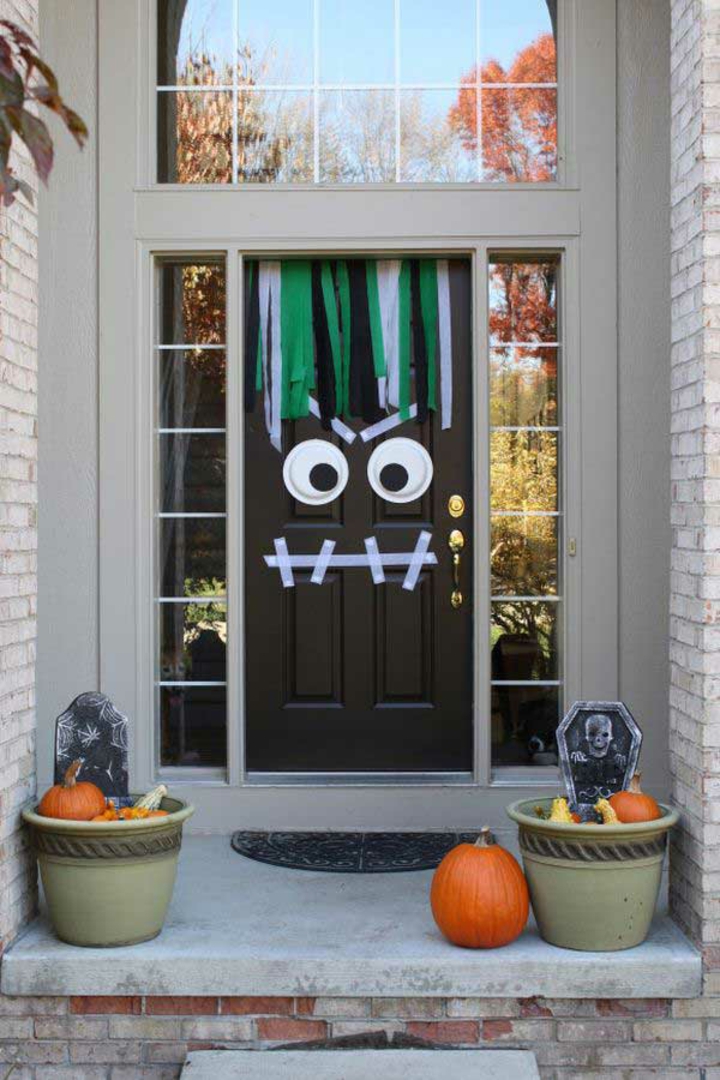 puerta exterior decorada creativos puerta principal monstruos lineas