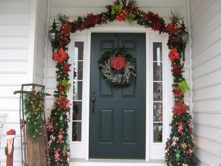 decoracion navidad puerta entrada bonita ideas