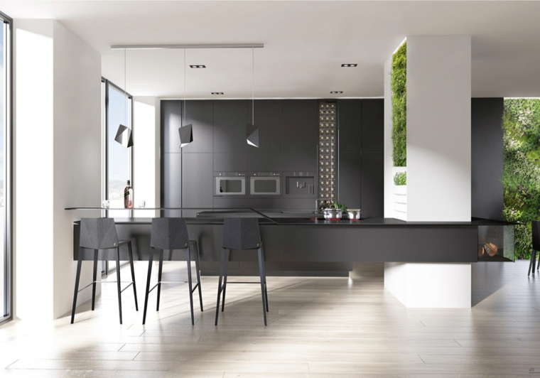 disenar cocina muebles negros jardin vertical ideas