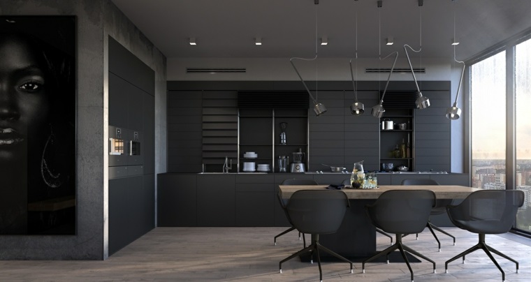 disenar cocinas muebles negros diseno minimalista ideas