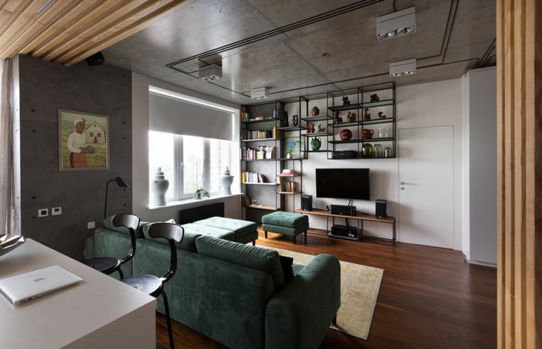 diseno de interiores accentos hormigon apartamento techo ideas