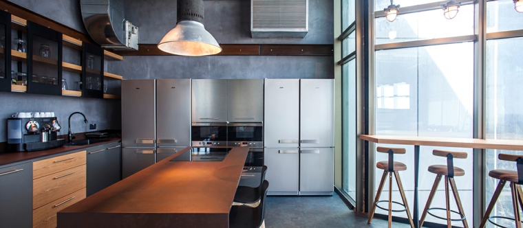diseno de interiores accentos hormigon cocina negro ideas