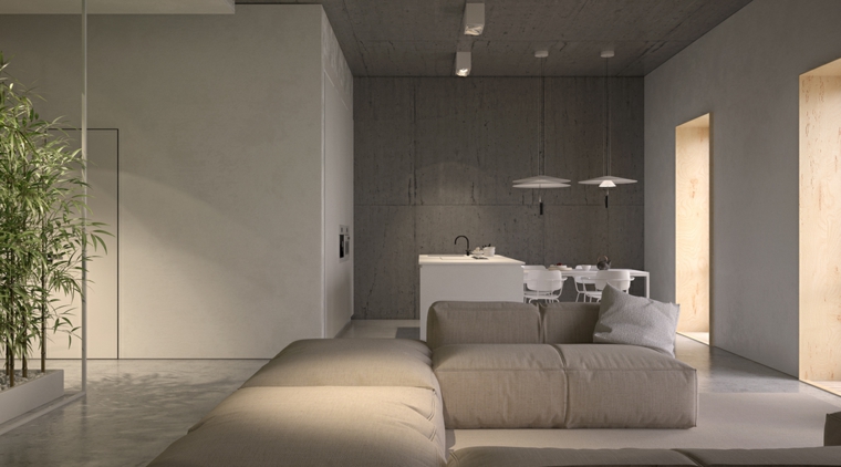diseno de interiores accentos hormigon cocina pared ideas