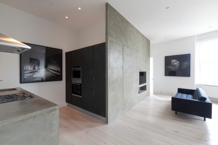 diseno de interiores accentos hormigon paneles casa ideas