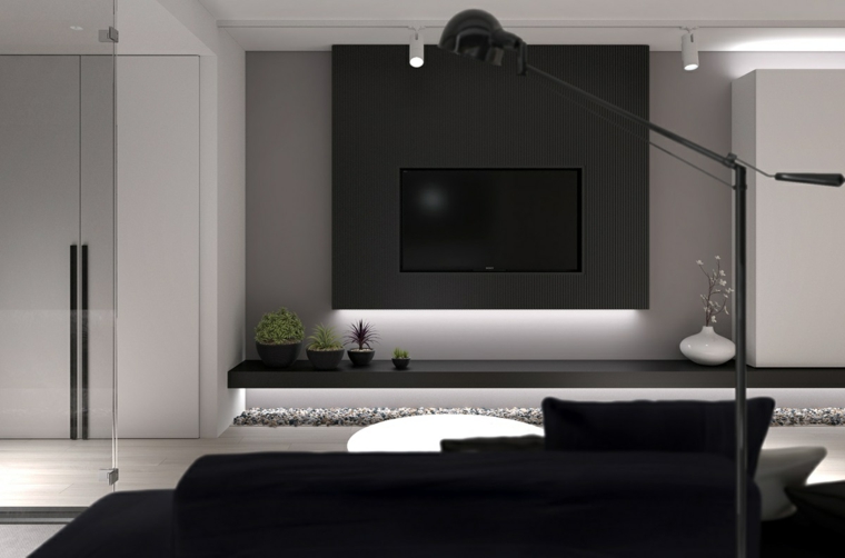 diseno de interiores pared negra diseno mocromatico ideas
