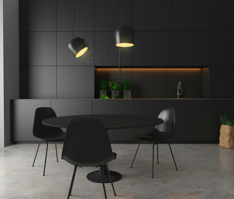 diseno minimalista cocina muebles negros ideas