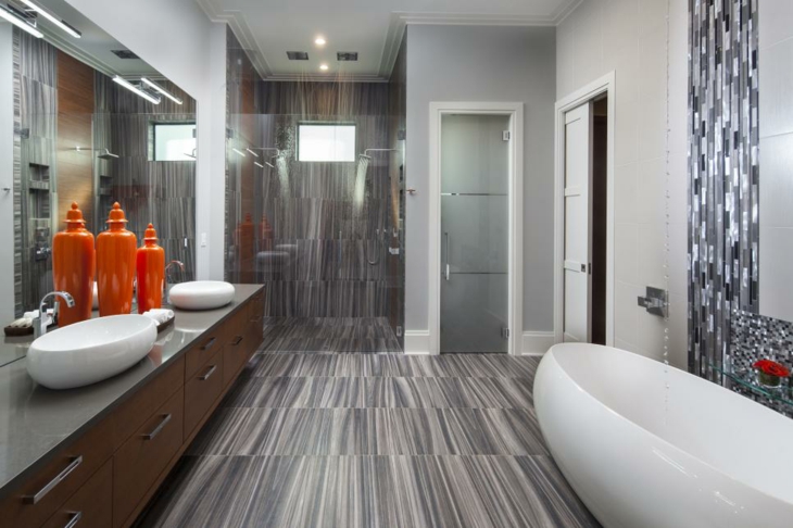 Color gris baños con diseños acogedores y asombrosos
