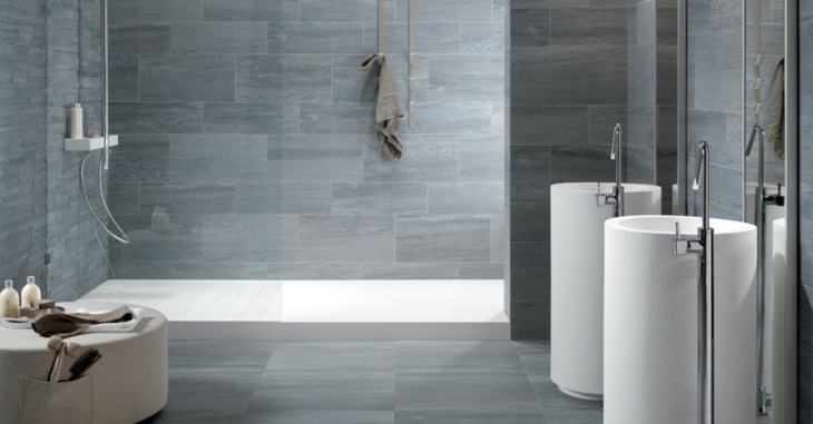 Color gris baños con diseños acogedores y asombrosos