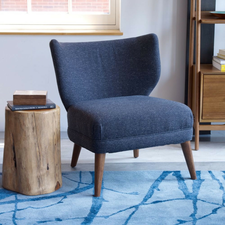 muebles de madera mesita auxiliar tronco sillon ideas