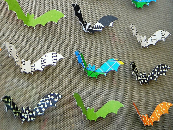 recortes de papel reciclado murcielagos colores reciclado papel colores