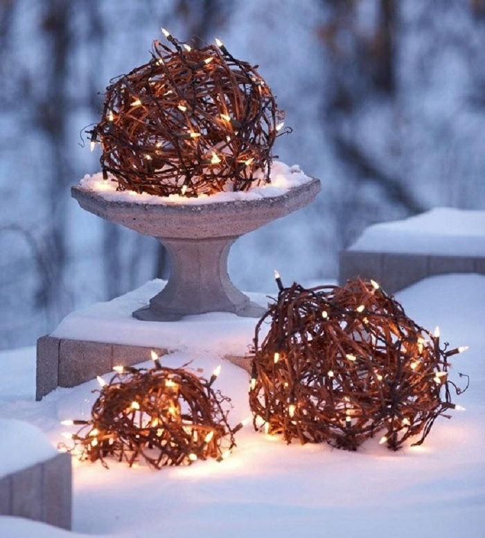 navidad iluminacion exterior diy color esferas