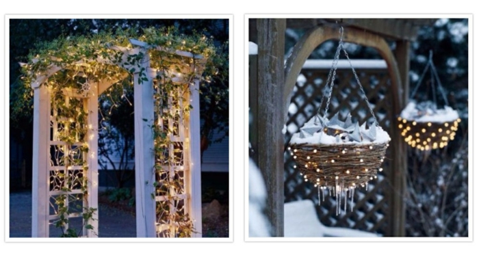 navidad iluminacion exterior ideas macetas