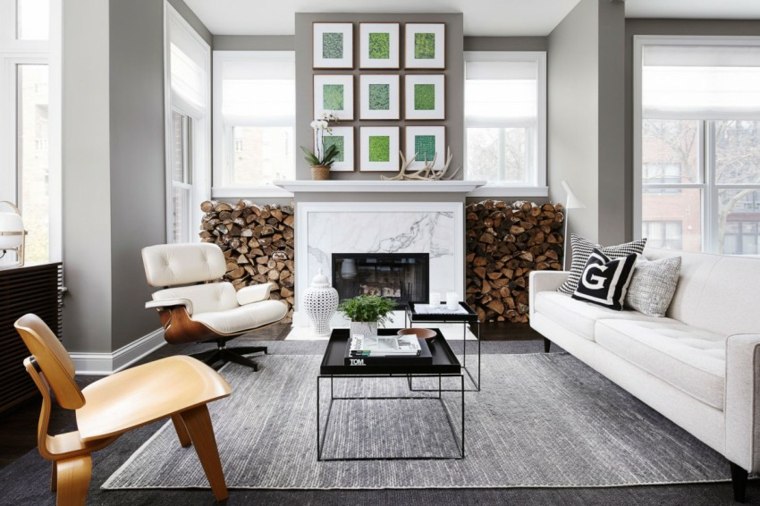 salon moderno alfombra color gris