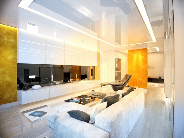 salon blanco pared piedra onix ideas